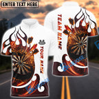 BlueJose Darts White Fire Dartboard Customized Name, Team Name 3D Shirt (4 Colors)
