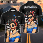 BlueJose Darts Pinup Girl Retro Style Multicolor Options Personalized Name Shirt (4 Colors)