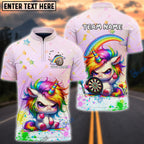 BlueJose Darts Cute Angry Unicorn Rainbow Dartboard Personalized Name Shirt