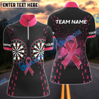BlueJose Darts Strong in Pink Breast Cancer Awareness Ribbon Personalized Name Shirt