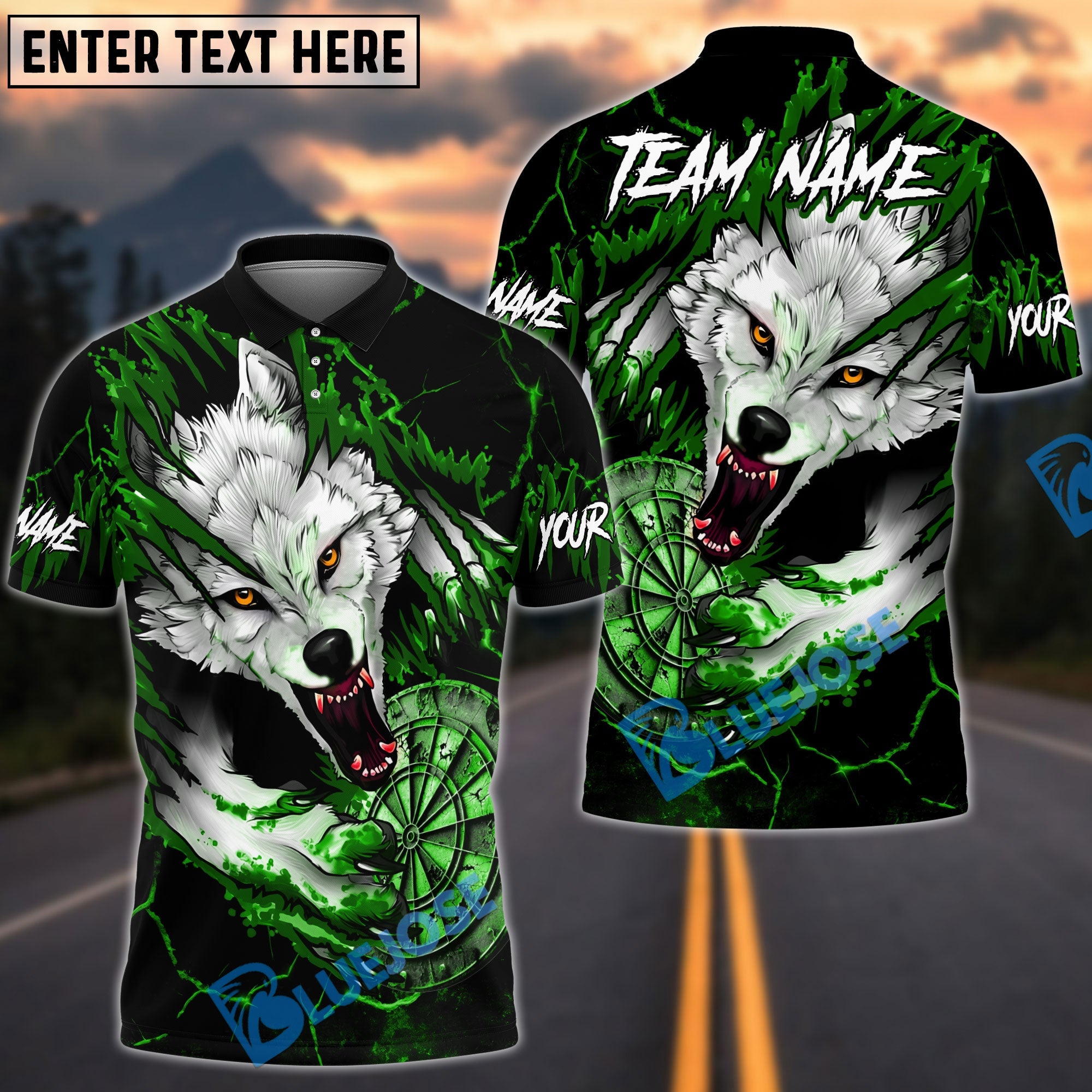 BlueJose Darts Bloody Wolf Old Dartboard Multicolor Options Personalized Name Shirt (4 Colors)