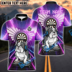 BlueJose Darts DJ Bulldog Multicolor Options Personalized Name Shirt (4 Colors)