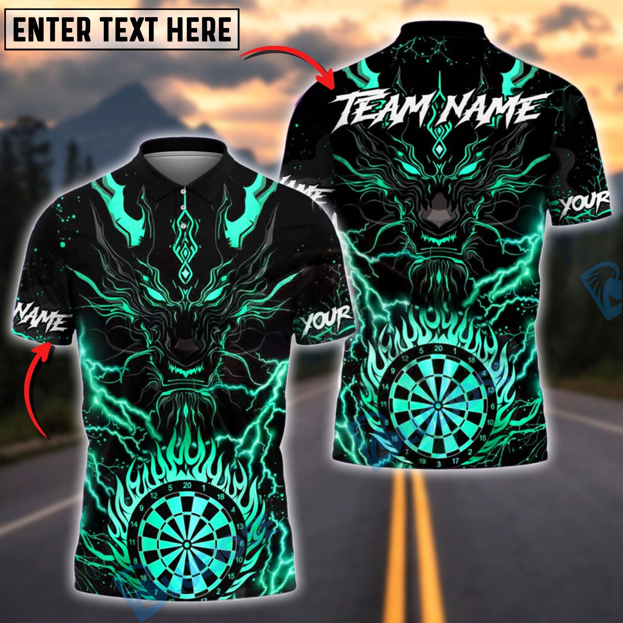 BlueJose Darts Golden Dragon Customized Name, Team Name 3D Shirt (4 Colors)