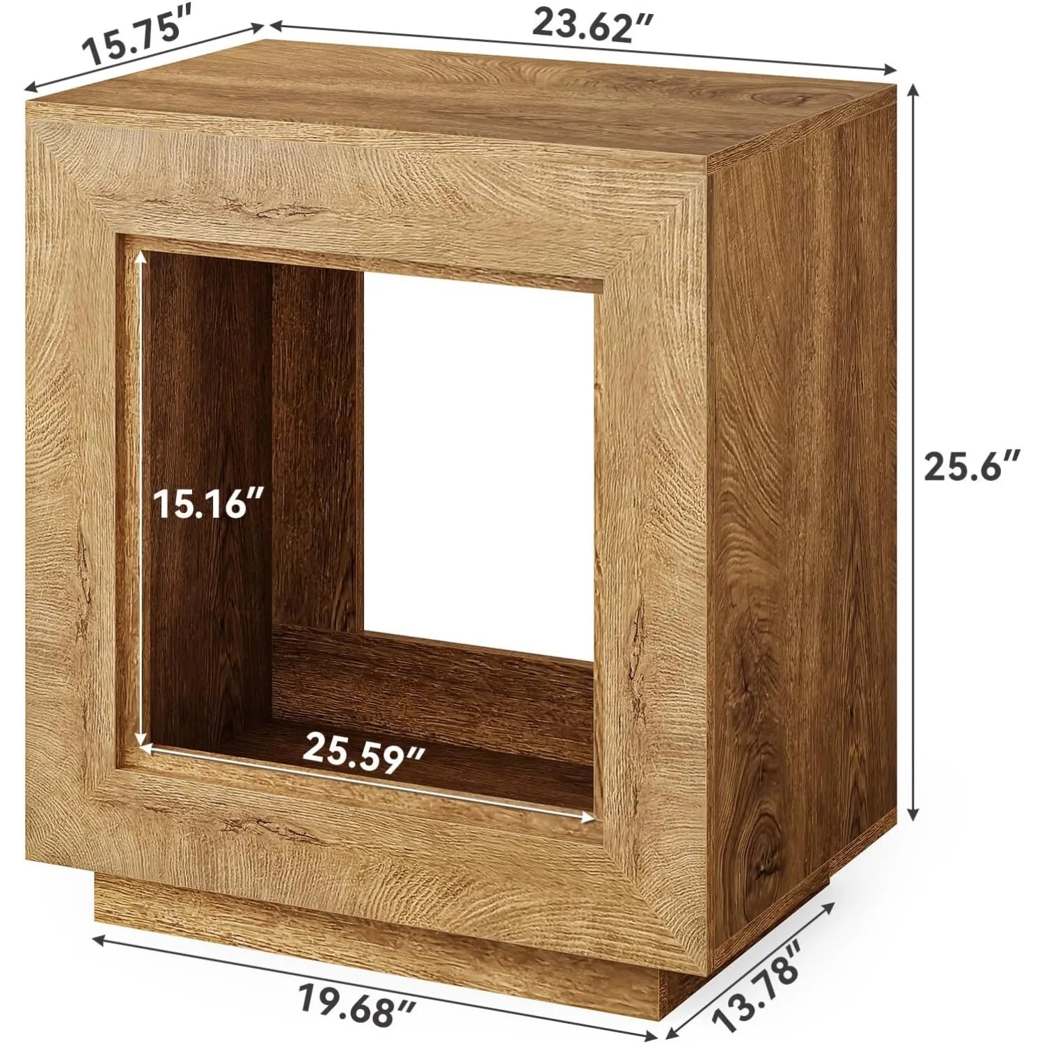 LITTLE TREE End Table, Wooden Square Side Table, Farmhouse Sofa Side Tables for Living Room, 2-Tier Bedside Table for Bedroom