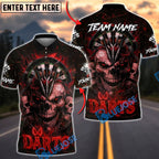 BlueJose Darts Fire Skull Dartboard Three Arrows Multicolor Options Personalized Name Shirt (4 Colors)