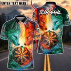 BlueJose Darts Fire & Ice Dual Wolves Dartboard Fantasy Multicolor Options Personalized Name Shirt (4 Colors)