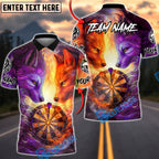 BlueJose Darts Fire & Ice Dual Wolves Dartboard Fantasy Multicolor Options Personalized Name Shirt (4 Colors)