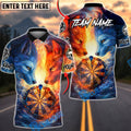 BlueJose Darts Fire & Ice Dual Wolves Dartboard Fantasy Multicolor Options Personalized Name Shirt (4 Colors)
