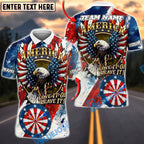 BlueJose Darts American Eagle with USA Flag Dartboard Stars Personalized Name Shirt