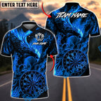 BlueJose Darts Fire Phoenix Dartboard Flame Design Personalized Name, Team Name Unisex Shirt (4 Colors)