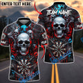 BlueJose Darts Skull Wings Dartboard Graffiti Design Personalized Name, Team Name Unisex Shirt (4 Colors)