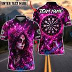 BlueJose Darts Crystal Crown Sugar Skull Girl Personalized Name, Team Name Unisex Shirt (4 Colors)