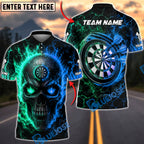 BlueJose Darts Split Element Skull Personalized Name, Team Name Unisex Shirt (4 Colors)