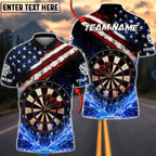 BlueJose Darts USA Flag Patriotic Bullseye Impact Personalized Name, Team Name Unisex Shirt (4 Colors)
