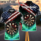 BlueJose Darts USA Flag Patriotic Bullseye Impact Personalized Name, Team Name Unisex Shirt (4 Colors)