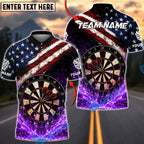 BlueJose Darts USA Flag Patriotic Bullseye Impact Personalized Name, Team Name Unisex Shirt (4 Colors)