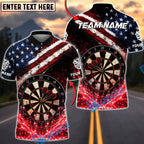 BlueJose Darts USA Flag Patriotic Bullseye Impact Personalized Name, Team Name Unisex Shirt (4 Colors)