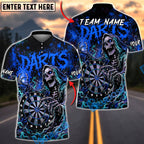BlueJose Darts Crazy Grim Reaper Dartboard Personalized Name, Team Name Unisex Shirt (4 Colors)