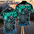 BlueJose Darts Crazy Grim Reaper Dartboard Personalized Name, Team Name Unisex Shirt (4 Colors)