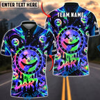 BlueJose Darts Neon Smiley Dartboard Personalized Name, Team Name Unisex Shirt (4 Colors)
