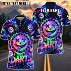 BlueJose Darts Neon Smiley Dartboard Personalized Name, Team Name Unisex Shirt (4 Colors)