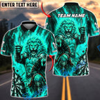BlueJose Darts Fiery Lion Warrior Personalized Name, Team Name Unisex Shirt (4 Colors)