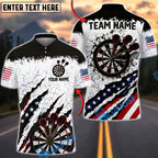 BlueJose Darts USA Patriotic Target Burst Personalized Name, Team Name Unisex Shirt (6 Colors)
