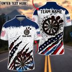 BlueJose Darts USA Patriotic Target Burst Personalized Name, Team Name Unisex Shirt (6 Colors)