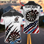 BlueJose Darts USA Patriotic Target Burst Personalized Name, Team Name Unisex Shirt (6 Colors)