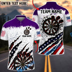 BlueJose Darts USA Patriotic Target Burst Personalized Name, Team Name Unisex Shirt (6 Colors)