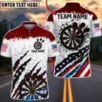BlueJose Darts USA Patriotic Target Burst Personalized Name, Team Name Unisex Shirt (6 Colors)