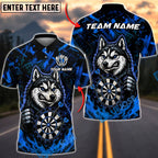 BlueJose Darts Angry Husky Bullseye Personalized Name, Team Name Unisex Shirt (4 Colors)