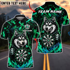 BlueJose Darts Angry Husky Bullseye Personalized Name, Team Name Unisex Shirt (4 Colors)