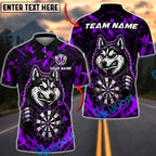 BlueJose Darts Angry Husky Bullseye Personalized Name, Team Name Unisex Shirt (4 Colors)