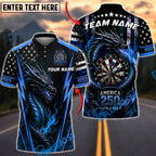BlueJose Darts 250 Patriotic Dragon Personalized Name, Team Name Unisex Shirt (4 Colors)