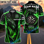 BlueJose Darts 250 Patriotic Dragon Personalized Name, Team Name Unisex Shirt (4 Colors)