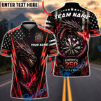 BlueJose Darts 250 Patriotic Dragon Personalized Name, Team Name Unisex Shirt (4 Colors)