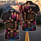 BlueJose Darts Gothic Skull And Floral Motif Personalized Name, Team Name Unisex Shirt (4 Colors)