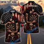BlueJose Darts Gothic Skull And Floral Motif Personalized Name, Team Name Unisex Shirt (4 Colors)