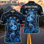 BlueJose Darts Gothic Portrait And Rose Bloom Illustration Personalized Name, Team Name Unisex Shirt (4 Colors)