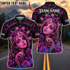 BlueJose Darts Gothic Portrait And Rose Bloom Illustration Personalized Name, Team Name Unisex Shirt (4 Colors)