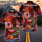 BlueJose Darts Teddy Bear Patchwork Style Personalized Name, Team Name Unisex Shirt (4 Colors)