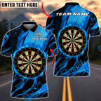 BlueJose Darts Glowing Flaming Dartboard Design Personalized Name, Team Name Unisex Shirt (4 Colors)