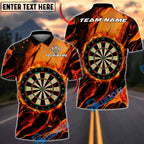BlueJose Darts Glowing Flaming Dartboard Design Personalized Name, Team Name Unisex Shirt (4 Colors)