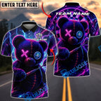 BlueJose Darts Neon Cyber Teddy Bear Personalized Name, Team Name Unisex Shirt (4 Colors)