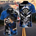 BlueJose Darts Skull Warrior Dart Player Personalized Name, Team Name Unisex Shirt (4 Colors)