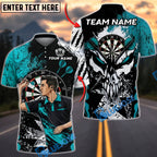 BlueJose Darts Skull Warrior Dart Player Personalized Name, Team Name Unisex Shirt (4 Colors)