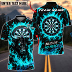 BlueJose Darts Flaming Bull Power Design Personalized Name, Team Name Unisex Shirt (4 Colors)