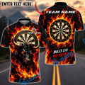 BlueJose Darts Flaming Bull Power Design Personalized Name, Team Name Unisex Shirt (4 Colors)