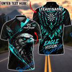 BlueJose Darts Eagle Vision Golden Wing Design Personalized Name, Team Name Unisex Shirt (6 Colors)